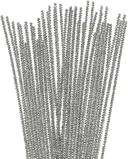 Spazzola ciniglia metallica argento 6 mm. x 30 cm. 25 pz.