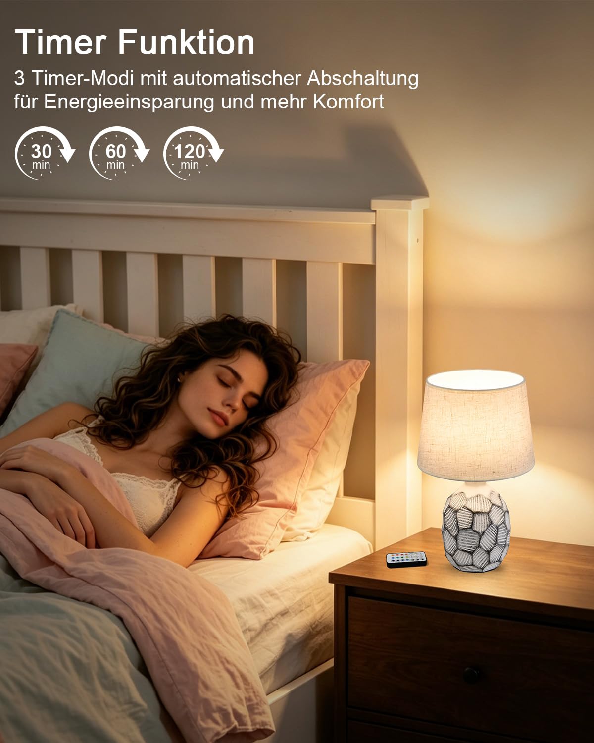 35 cm Keramik Kleine Kabellose Tischlampe mit Fernbedienung