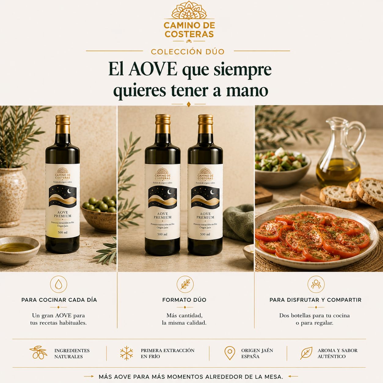 Pack 2 Aceites de Oliva Virgen Extra 500 ml | Camino de Costeras