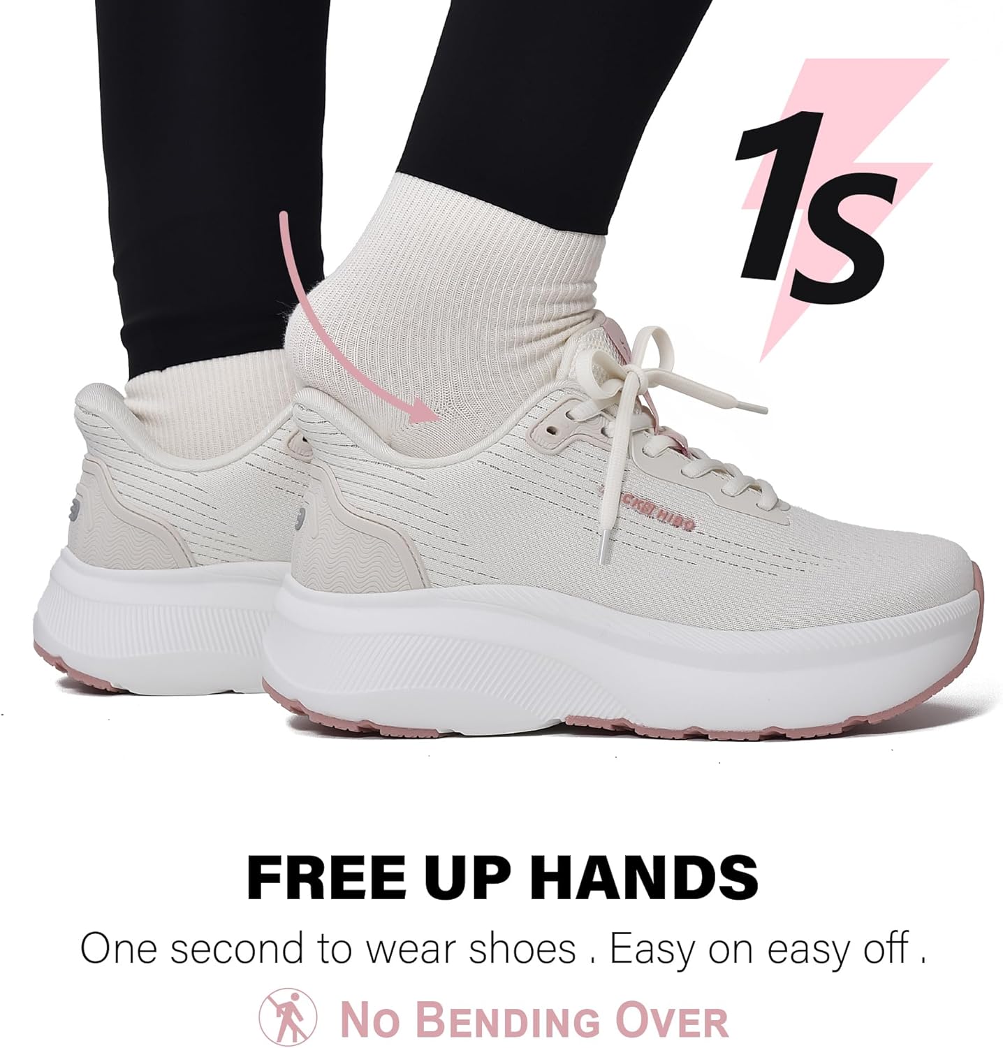 JACKSHIBO Wide Toe Box Shoes Women Slip in Arch Support Slip on Sneakers for Running Walking Athletic Tennis Orthopedic Plantar Fasciitis Thick Cushion Zero Drop Sole Width Hands Free Shoes