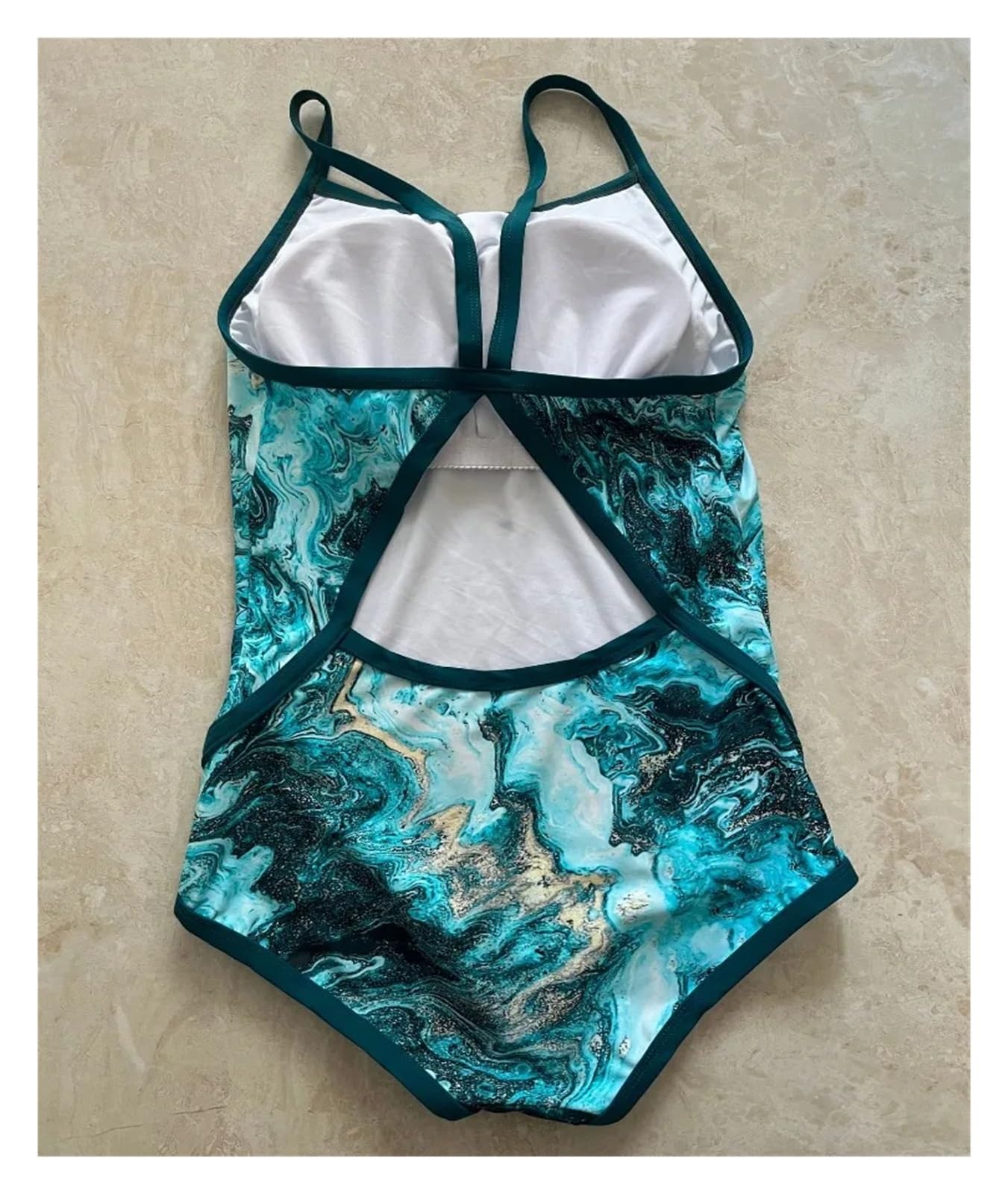 Costumi Interi da Bagno per Donna Costume da Bagno Intero Donna con Stampa Acquamarina, Bikini Sportivi retrò, Snellente, Costume Corsa Professionale