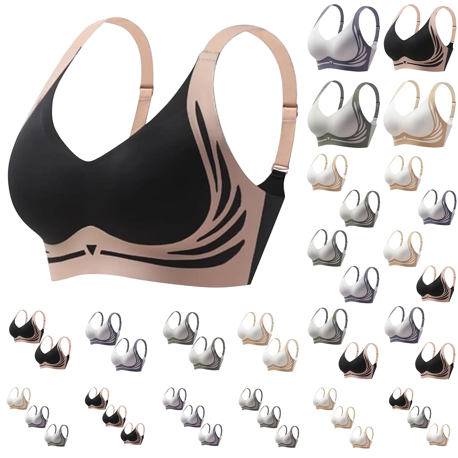 Angxiwan Sports Bras Women High Impact Support Activewear Bra Comfotable Soft Padded Yoga Bralette Non-Wired Push up Underwear Adjustable Stretchy Strap Everyday Bra