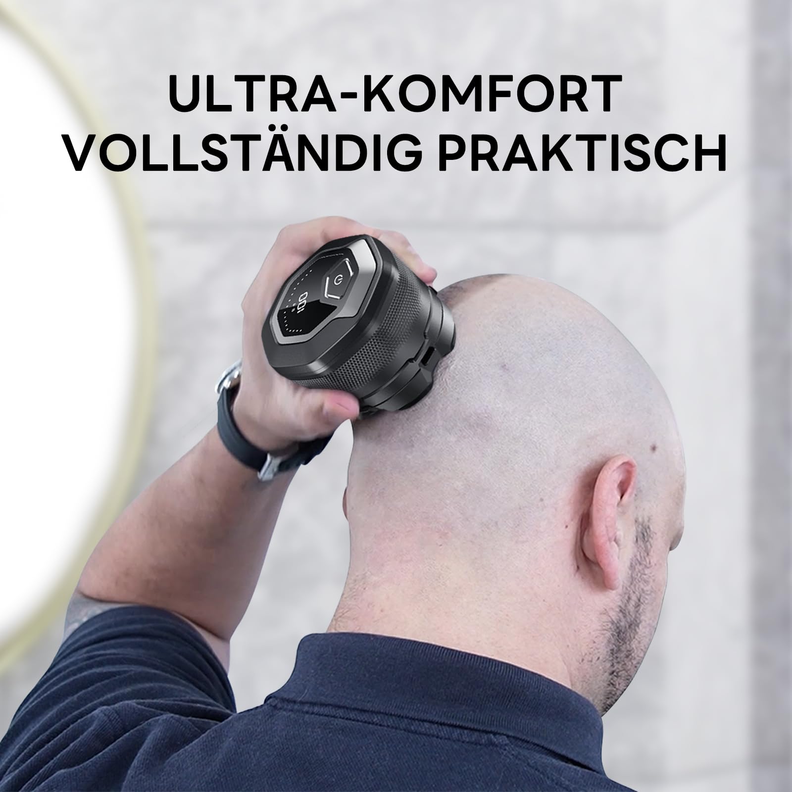 Glatzen Rasierer Herren, 180 Min Akku & flexibler 360grad-Scherkopf, Magnetische Leicht zu Reinigen, Beruhigt nach der Rasur, ohne Schnittgefahr und Hautirritationen, Shaver auch für Bart