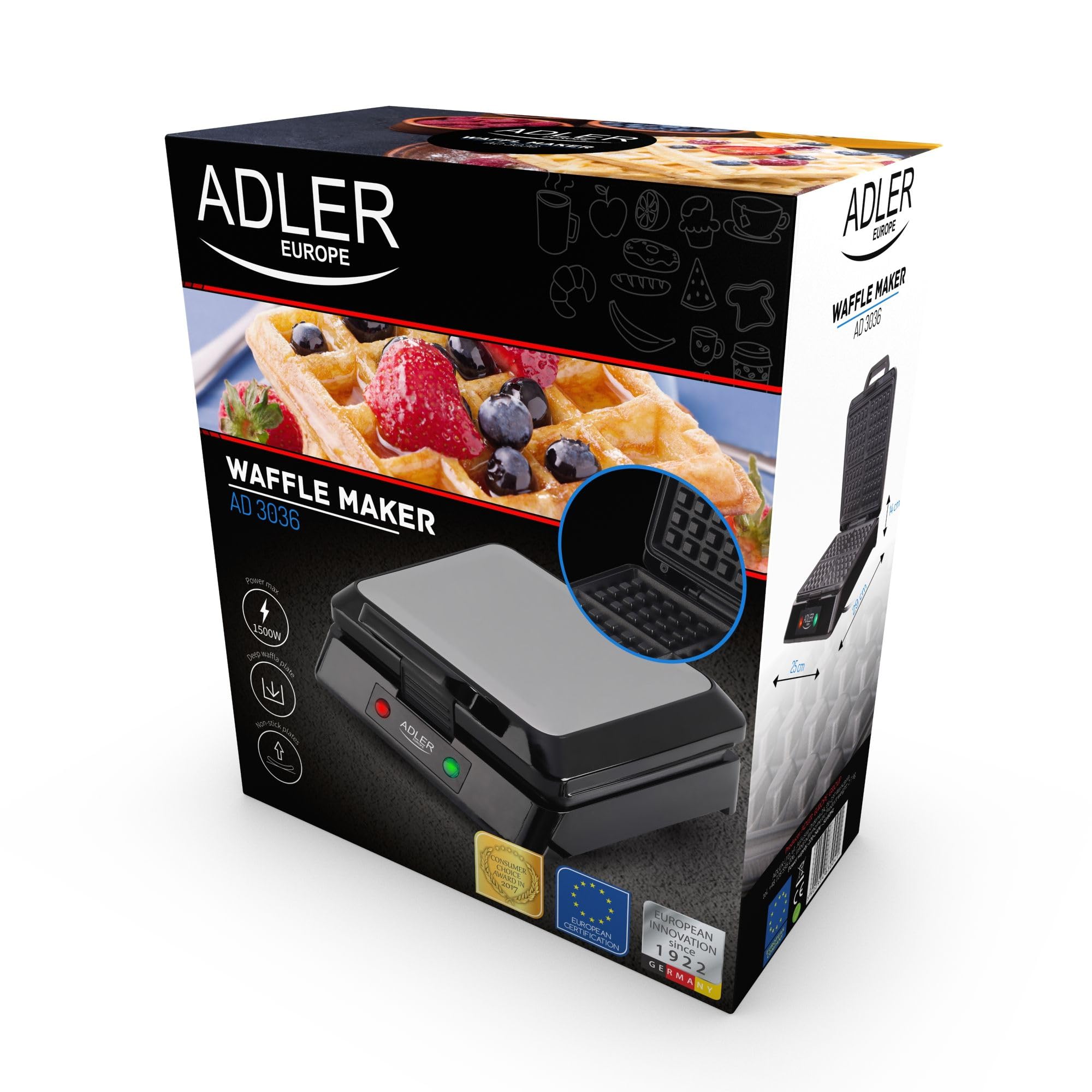 Adler AD 3036 Apparecchi per Grigliare per Piano di Lavoro 1300W