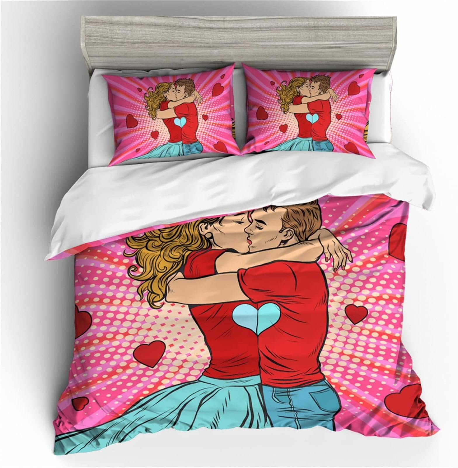 Bettwäsche 260x240 PäRchen Bettwäsche-Set mit Reißverschluss Schließung + 2 Kopfkissenbezug 80x80 cm - Weicher Atmungsaktive Mikrofaser Bettbezug für Erwachsene Kinder