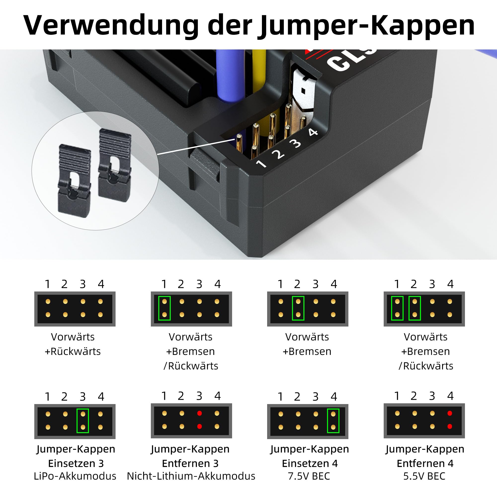 Radiolink Cool 9030 ESC 90A Brushed (2-4S) Wasserdicht Eingebautes BEC 5A Wählbar 5.5V/7.5V Elektronischer Drehzahlregler für RC Truck Crawler Panzer Autos Köder Boote (XT60 Stecker Schwarz)