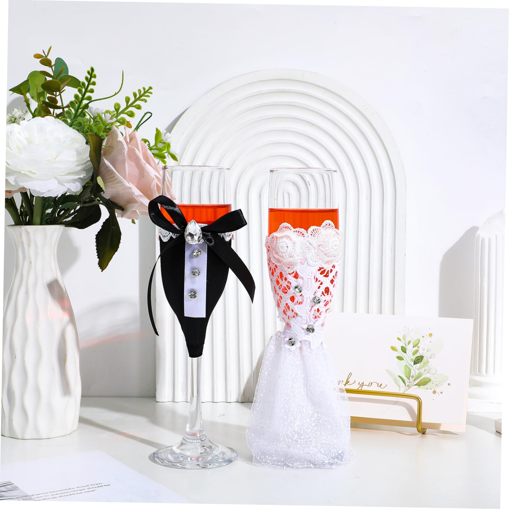 UKCOCO Juego de Copas de Vino 1 Set de Vidrio para Brindis Nupcial