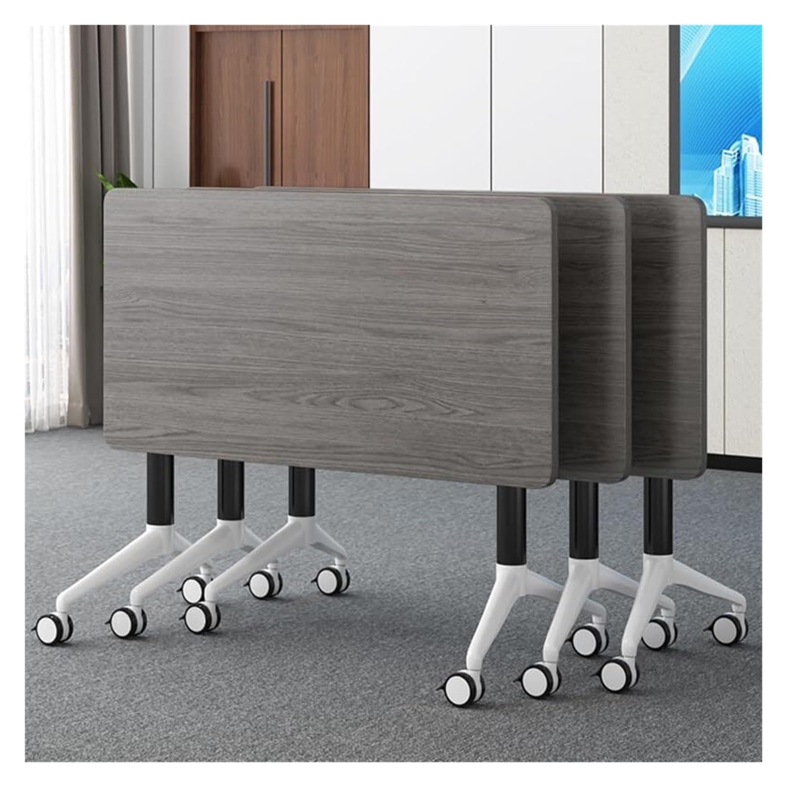 Tragbarer, Faltbarer Konferenztisch (160 x 55 x 75 cm), grau, für Schulungen, Klassenzimmer, Büros und Konferenzräume. Leicht zu verstauen und zu transportieren.