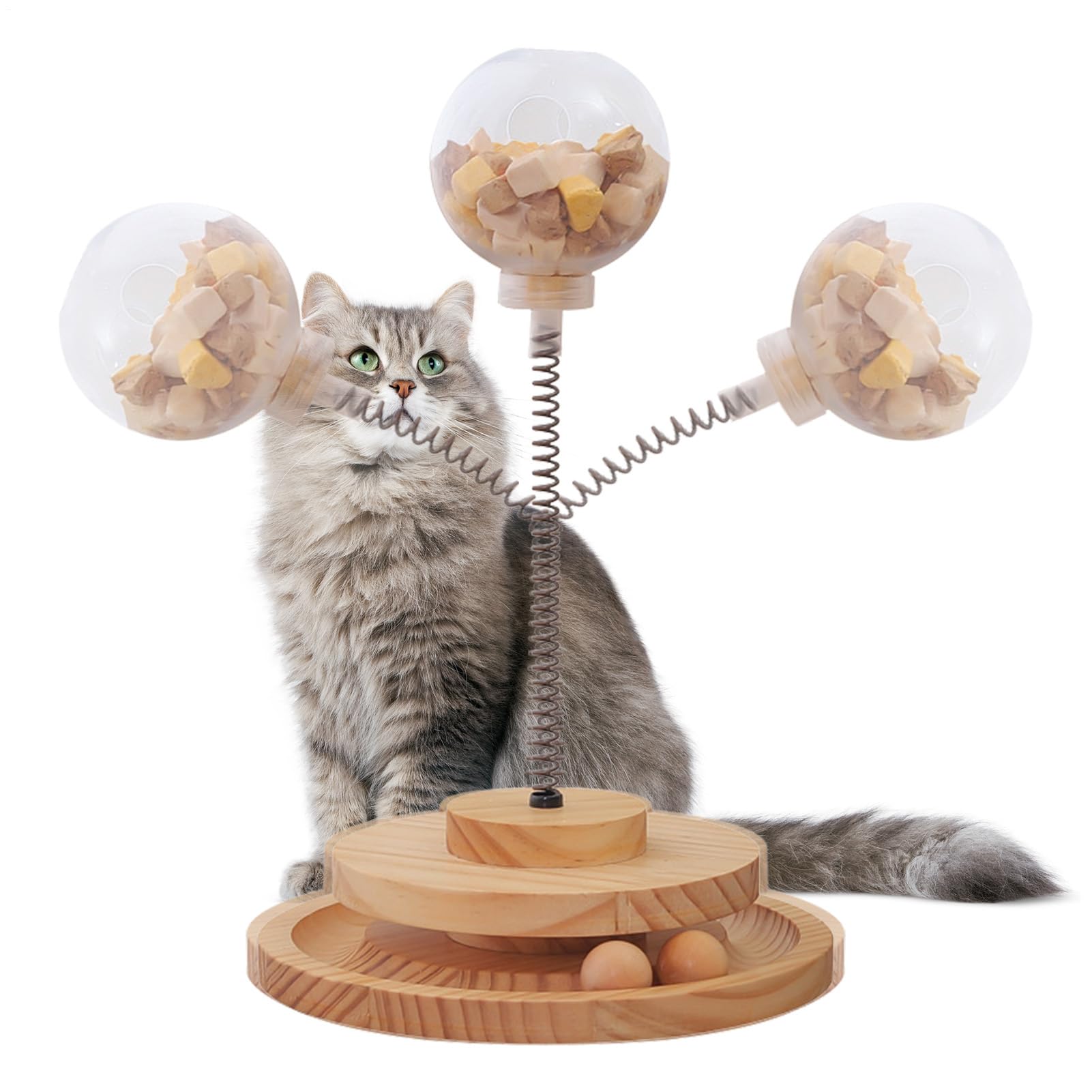 Juguete para comida de gatos con dispensador de hierba gatera y taza de bola