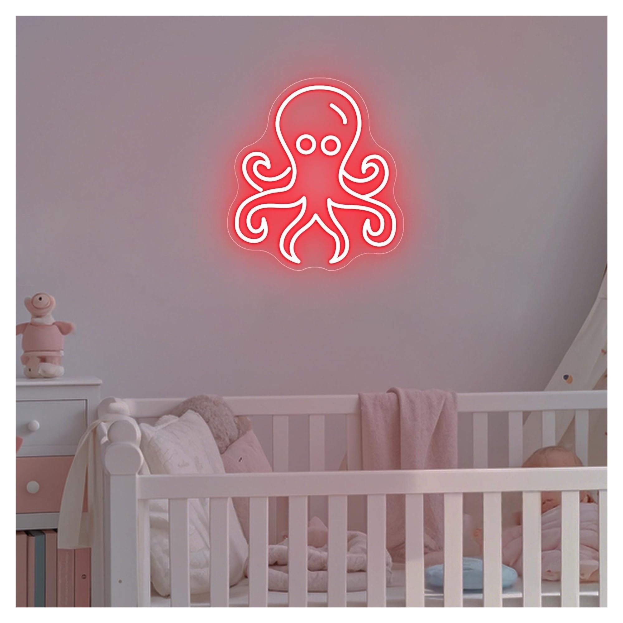 Shouxi A Sign Lamp Octopus Neon Sign, Nimal, Se Life, Kids Room Wall Rt, Teen Bedroom Decor 48Cm(A)