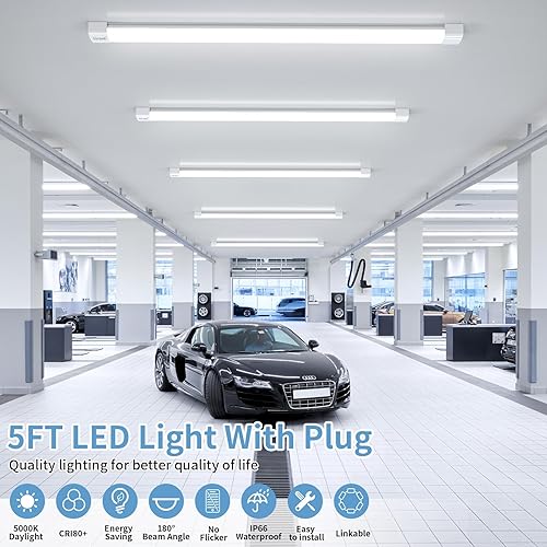 Miniatura 17 de Luz LED para Tienda para Cochera de 4 pies, con enchufe, Luz de Tubo LED enlazable Impermeable Airand, Lámpara para debajo del gabinete de 5000 K