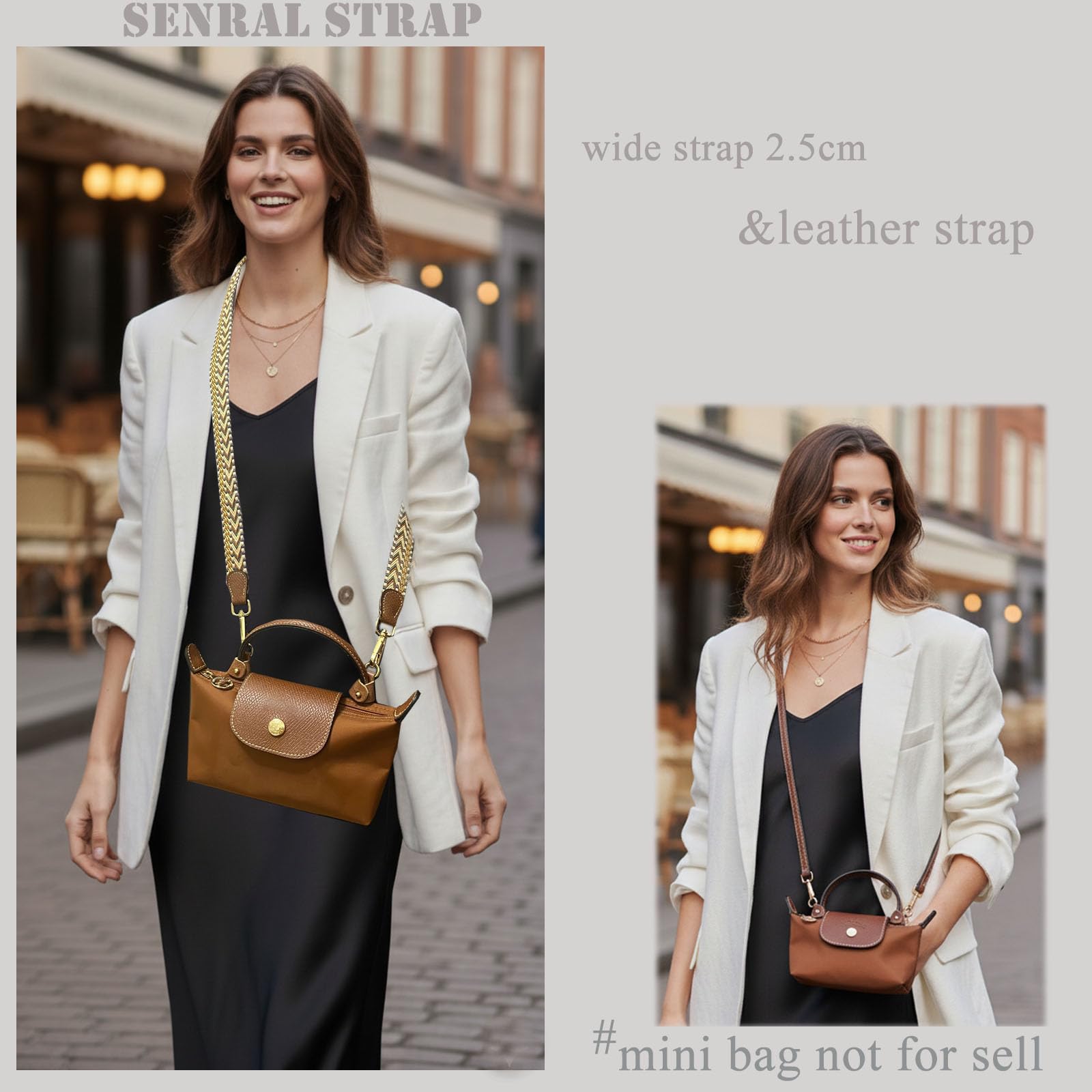 Crossbody Strap Compatible for Longchamp LP Xtra XS Pouch, Conversion Kit,Silver Hardware