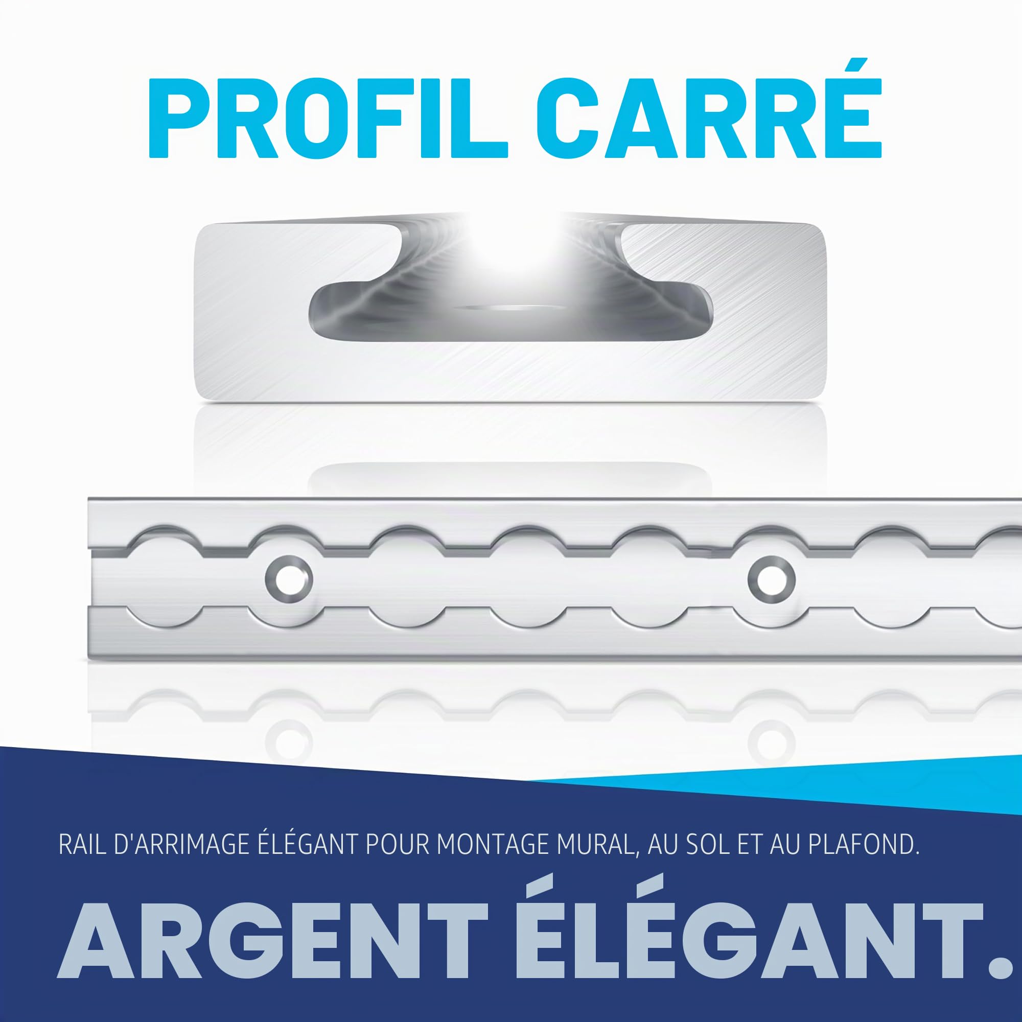 NTG Rail d'arrimage Airline 4 PCS 1m / 1000mm carré Alu - Certifié TÜV - Sélection d'économie Remorque Accessoires Sécurisation de charge Rail d'arrimage Barre Alu Rail de serrage Camion Fourgon