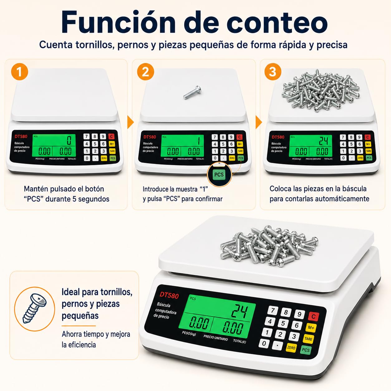 Balanza Digital Cocina 30kg Precisión 1g Acero Inoxidable con Tara | Báscula de acero inox 30kg/1g con pantalla digital, función tara y conversión kg/lb/oz. Ideal para cocina y repostería.