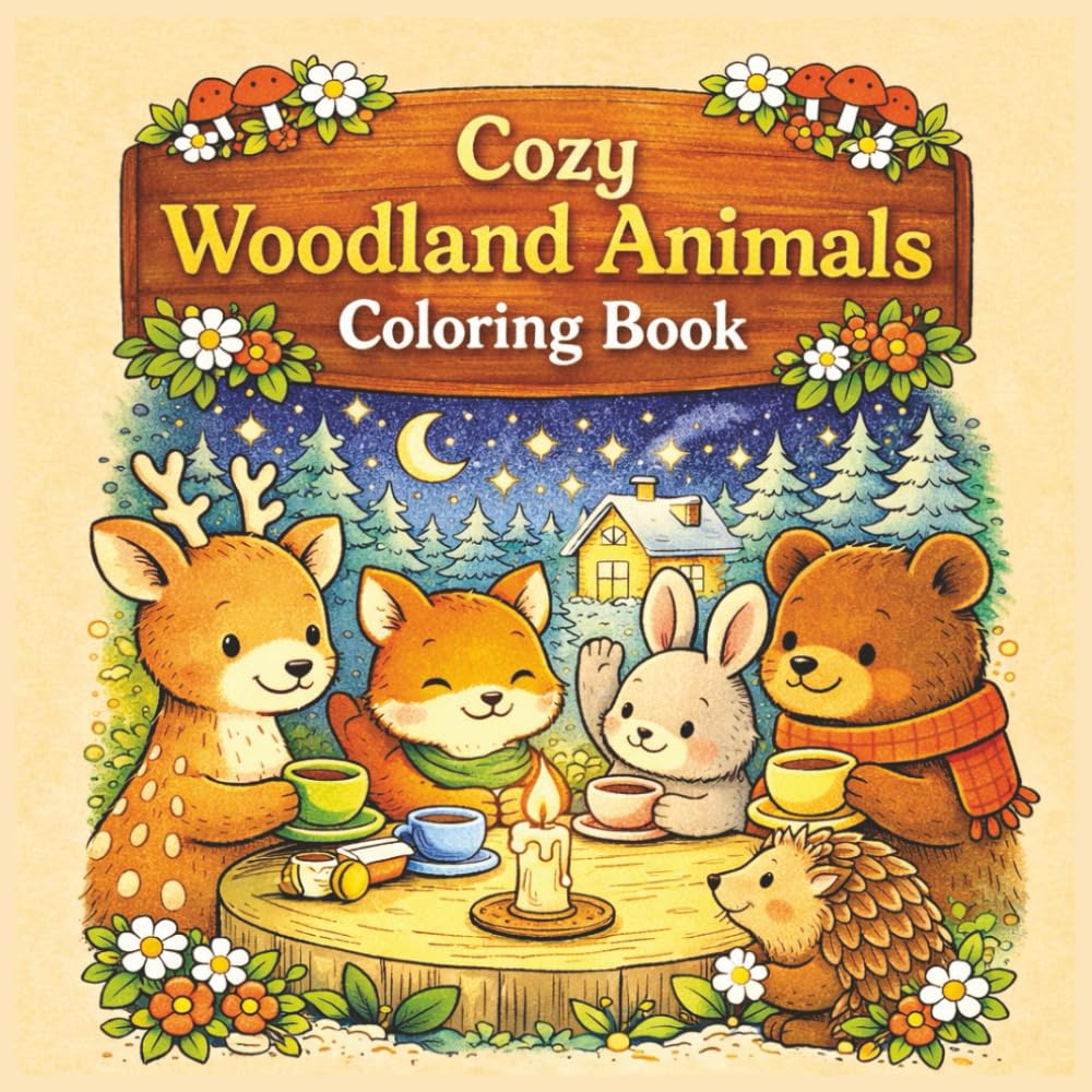 Cozy Woodland Animals Coloring Book: A Cottagecore Storybook Coloring Book with 42 Warm & Whimsical Woodland Scenes Perfect for Relaxation, Stress Relief, and Creative Calm