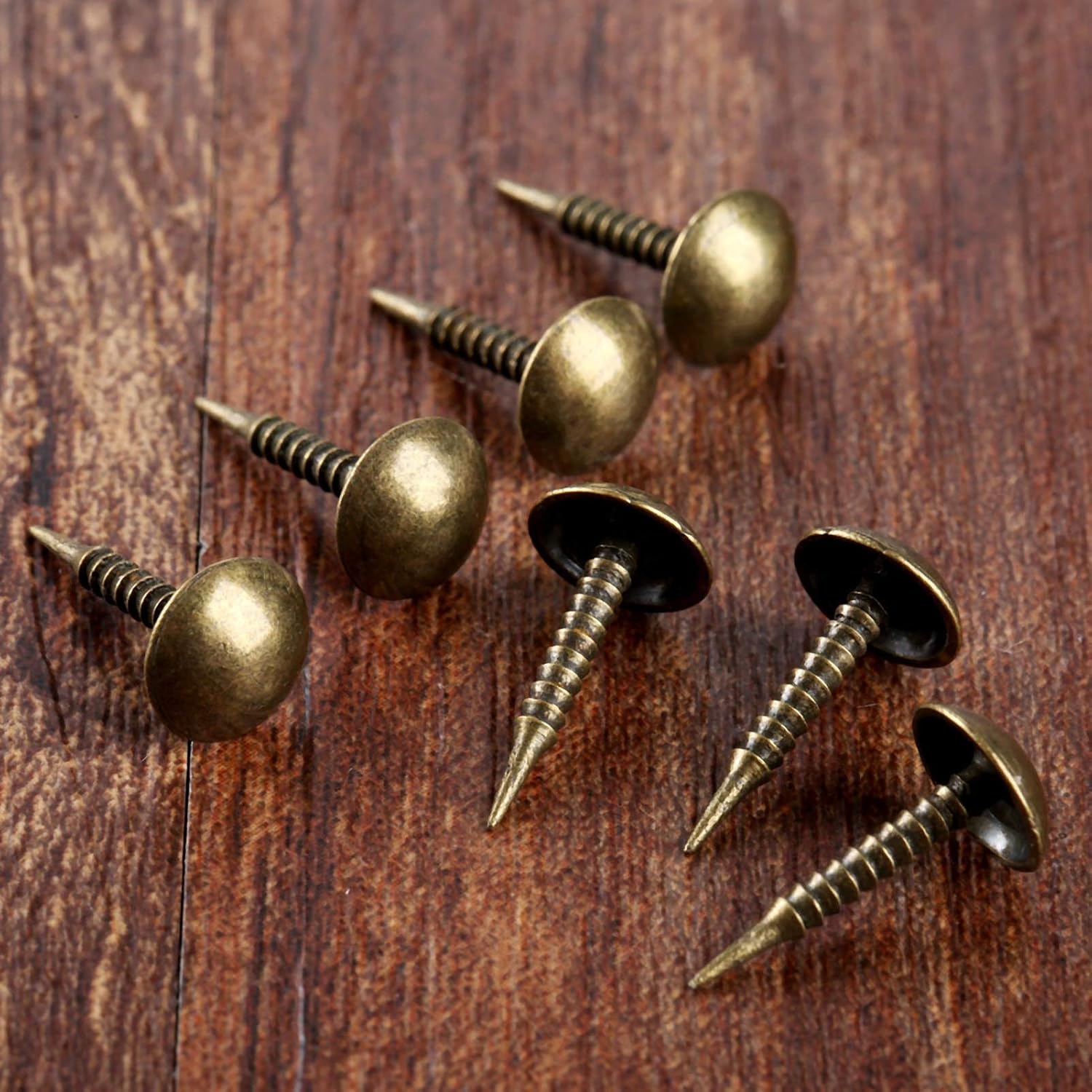 100pcs Upholstery Nails Iron Screw Studs Vintage Pins Thread Tacks Antique Bronze 8mm15mm Sofa Jewelry Box Doornail