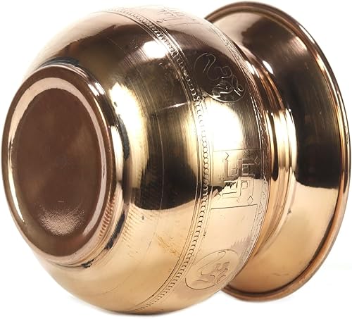 Miniatura 3 de ASHIRWAD Kalash Lota en relieve de cobre puro para oración Pooja con Om Swastik Signs Arti Puja Pot para nuevo hogar (15.2 fl oz)