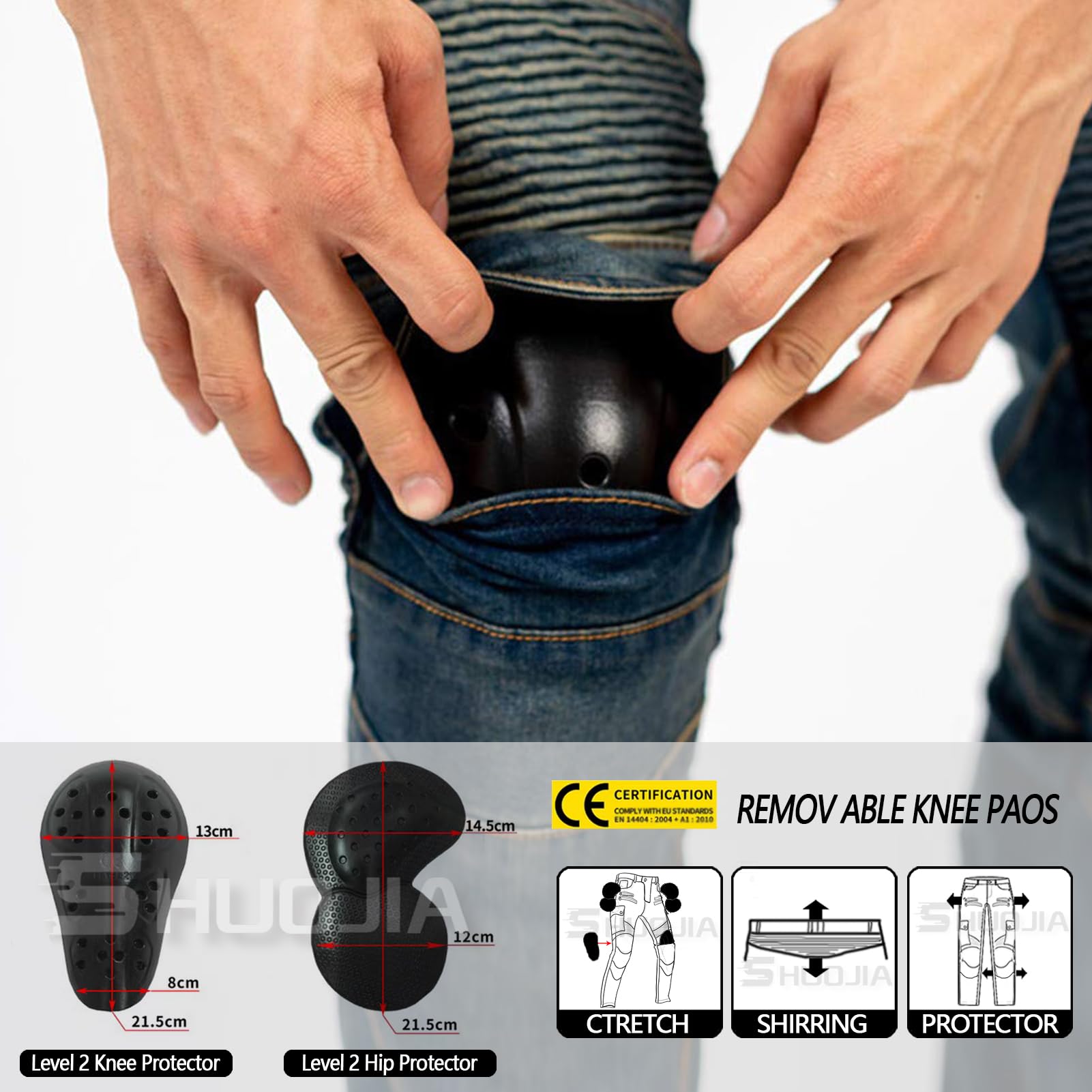 Hombre Motocicleta Pantalones Jeans con Protección Motorcycle Biker Pant 4 X Equipo De Protección