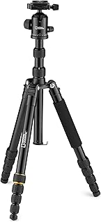 NATIONAL GEOGRAPHIC Kit de tripé para fotos de viagem com monopé, alumínio, pernas de 5 seções, travas de torção, carga de 8 kg, bolsa de transporte, cabeça esférica, liberação rápida, NGTR002T