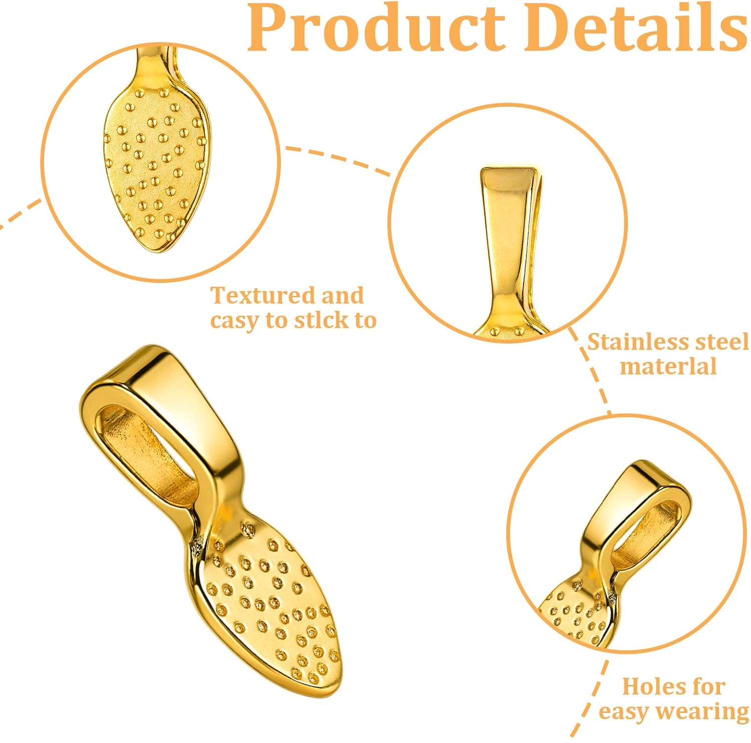 200pcs Spoon Pendant Bail Bails for Jewelry Making - Mixed Color Alloy Jewelry Bails for Pendants Necklace Pendant Finding & Supplies for Crafts Making - Image 3