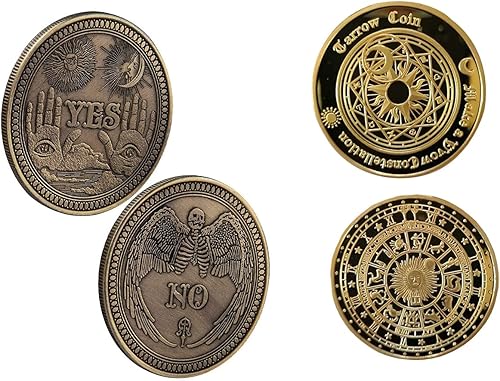 VOVCIG Sí No Challenge Coin Tarot Coin Lucky Coin Set consta de 1 moneda de tarot de adivinación Sun Moon y 1 moneda sí no (2 unidades)