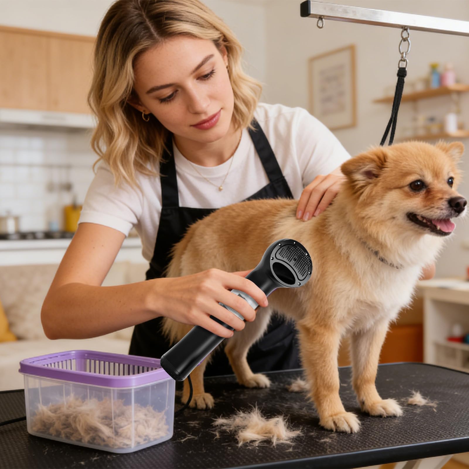 Aspirolavasetto per Toelettatura Cani Aspiratore Portatile Senza Fili | Spazzola Aspirante per Cani per Uso Domestico Casa Cucina Appartamento Auto Veicolo Festa Lettiera Cibo Secco