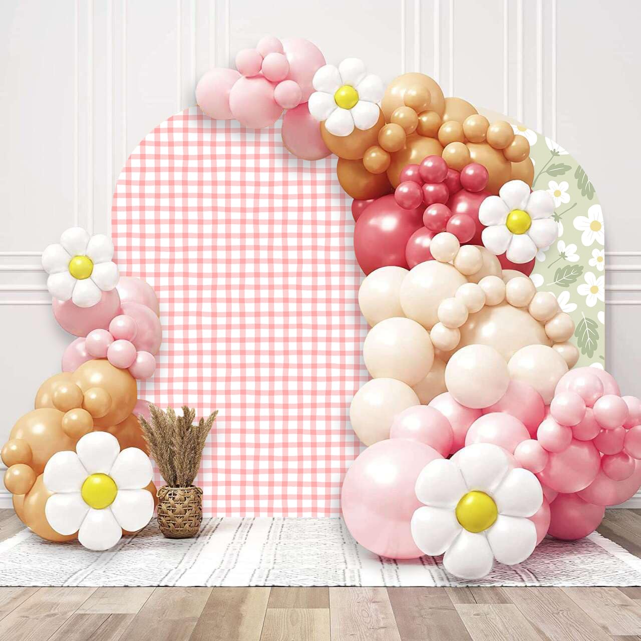 Iydamc Strawberry Theme Arched Backdrop Covers For Baby Sweet Birthday Parties Stretchy Arch Stand Cover Baby Shower Party Decorations Props (4.6x8FT Only Cover