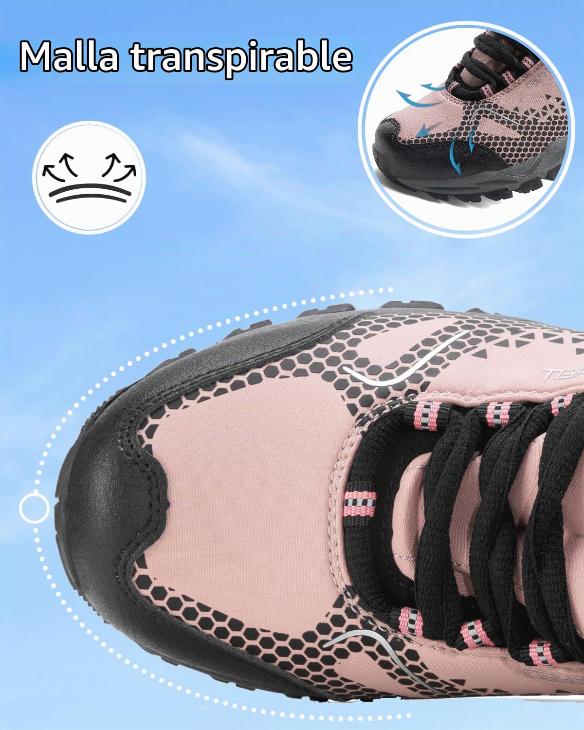 LANGDU Botas Montaña Zapatos Senderismo Hombre Mujer 38-46 | Impermeable,Transpirable,Suela Antideslizante,Cómodo,Ligero,Amortiguación,Senderismo y Montaña