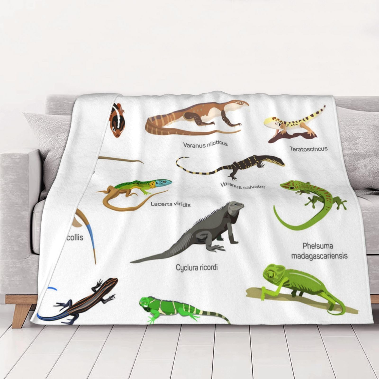Couverture en flanelle lézard jeté de lit haut de gamme douceur premium 200 x 150 cm