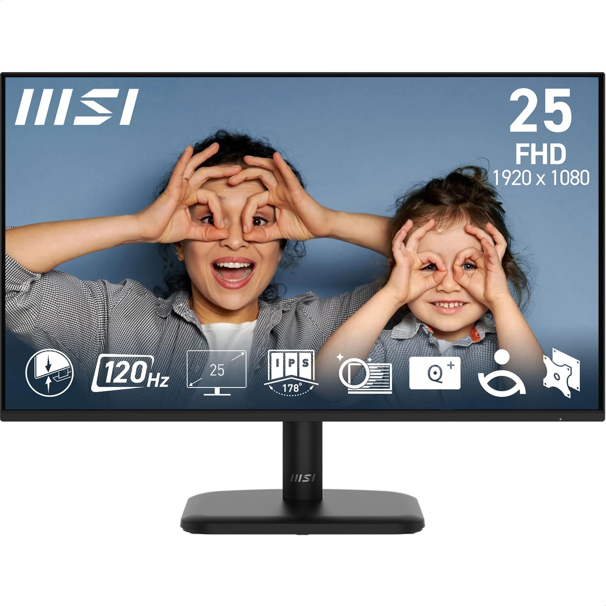 MSI PRO MP251LDE E2 - Monitor per ufficio FHD da 24", pannello IPS 1920 x 1080, senza cornice a 4 lati, 120 Hz, per gli occhi, inclinazione, HDMI 1.4b, D-sub