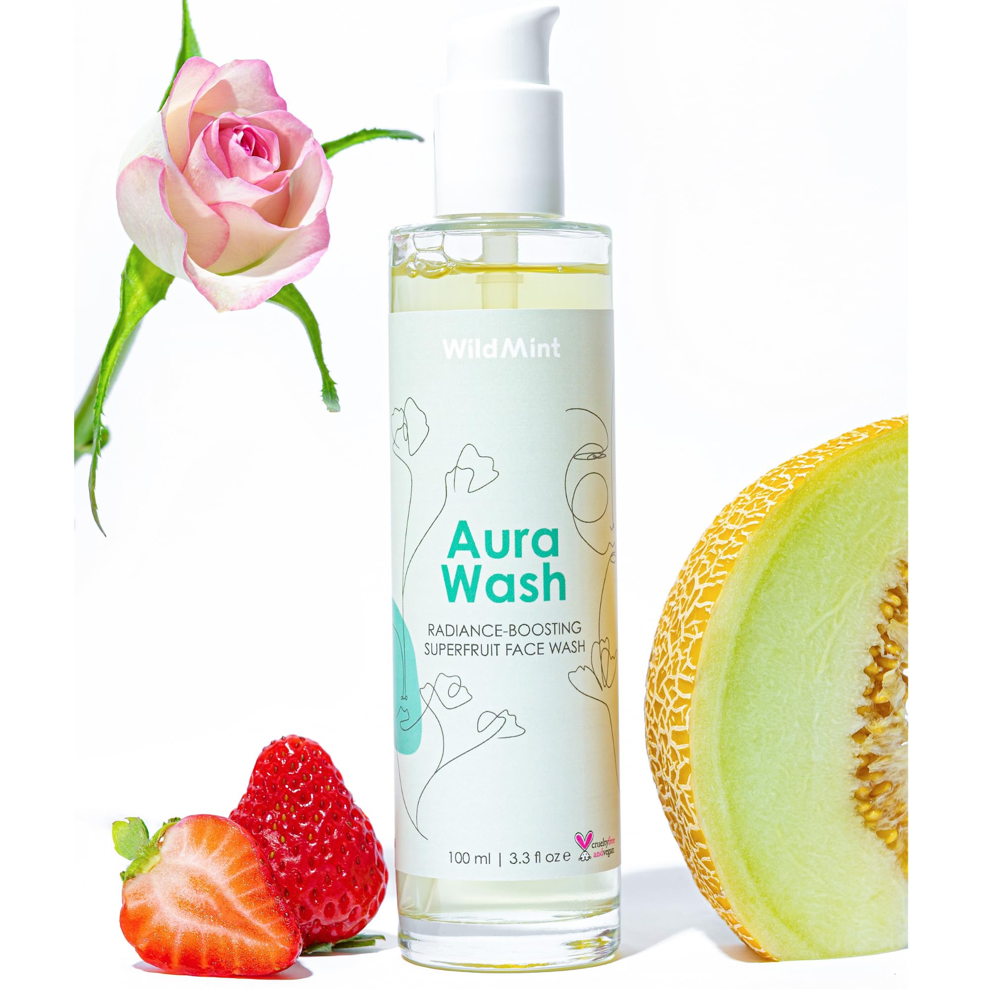 Aura Wash Natural Face Cleanser | Brightening & Healing Gentle Face Wash for Acne, Hormonal Breakouts, Dark Spots, Hyperpigmentation, Oily Skin | UK Made Vegan & Cruelty-Free Skincare | 100ml