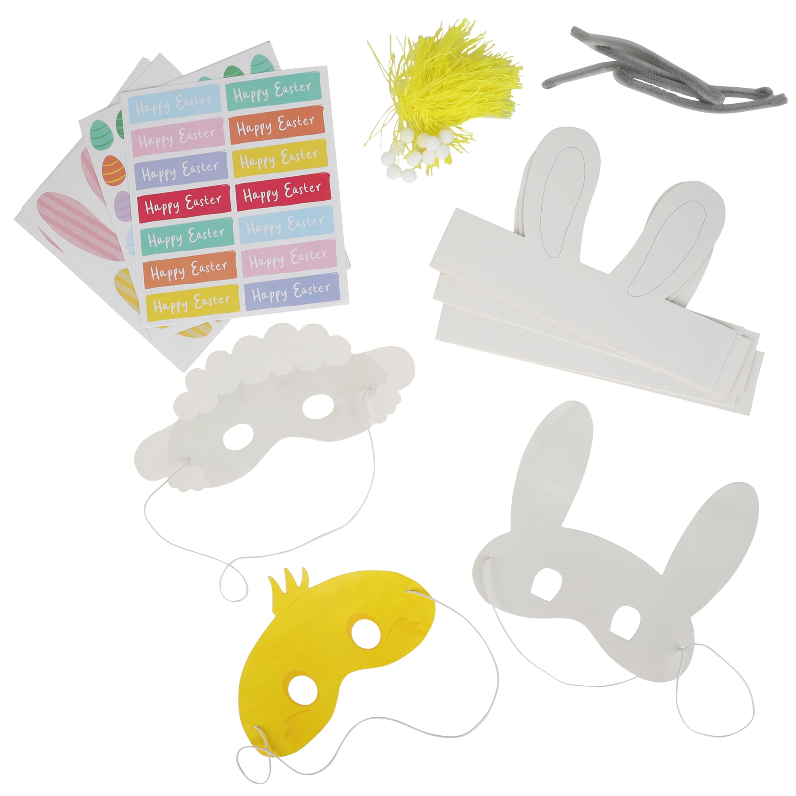 Talking Tables 12 x Easter Bunny Masks Headband Craft Kit Kids Party Activity for Easter Celebrations Classroom Games and Spring Dress Up Fun One Size