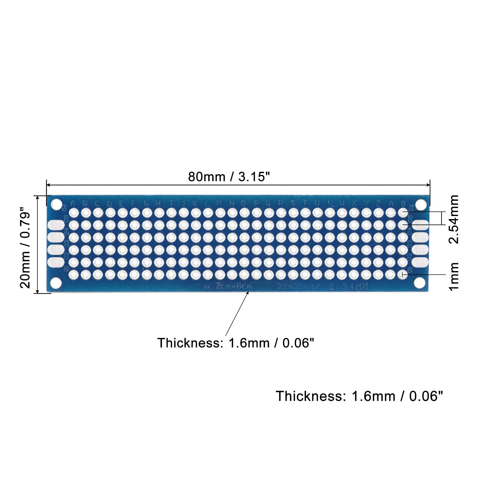Sourcing Map Lot De 4 Cartes PCB Double Face 70x90mm Bleu - Prototypage Électronique DIY Avec Trous Traversants