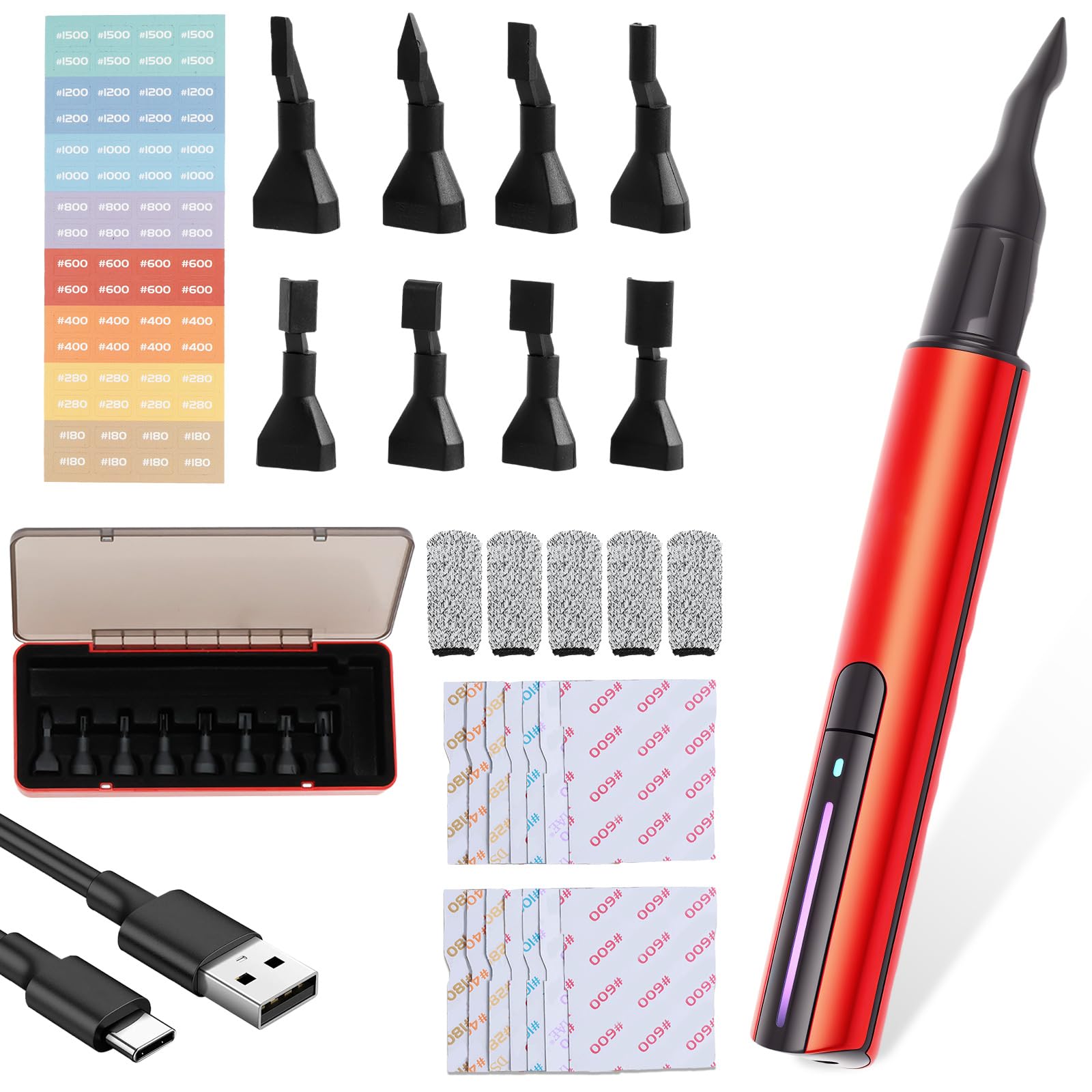 Mini Reciprocating Sander Pen, USB Rechargeable Electric Detail Sander with Overload Protection, 3 Speeds Adjustable