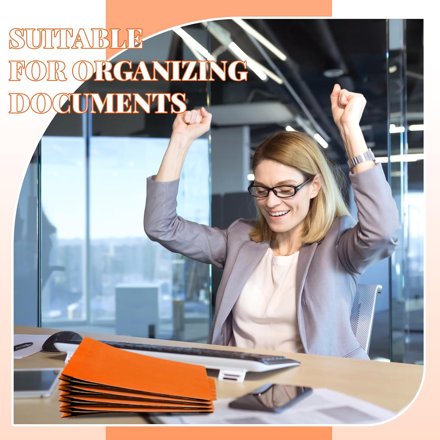 Skyygemm 36 Pcs Classification Folders Letter Size, 1 Divider Pressboard File Folder with Fasteners, Expanding File Organizer Bulk for School Teachers, Office Employee, Coworker, Staff (Orange)