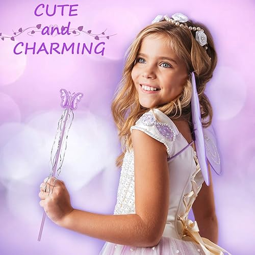 Miniatura 5 de 18 piezas de mariposa de hadas princesa varita mágica para niñas varitas coloridas mariposas hadas varita en 6 colores vibrantes palillo de hadas