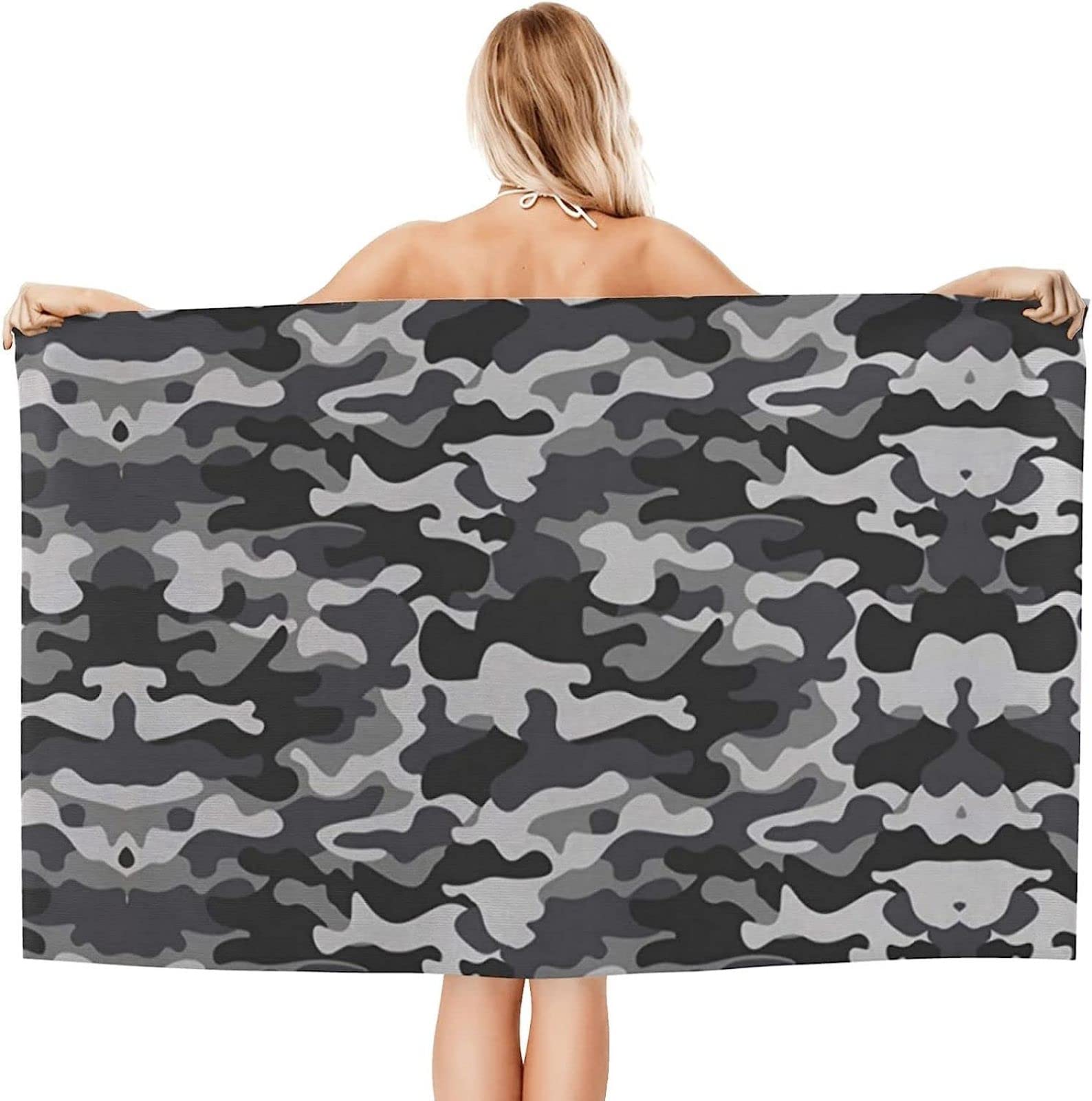 KATATI Camuffare Telo Mare Grande, Microfibra Asciugamano da Spiaggia, Teli Mare Camuffare, Asciugatura Rapida Antisabbia Adulti Teli Mare per Nuoto Campeggio 3D Telo Mare 150x200 cm