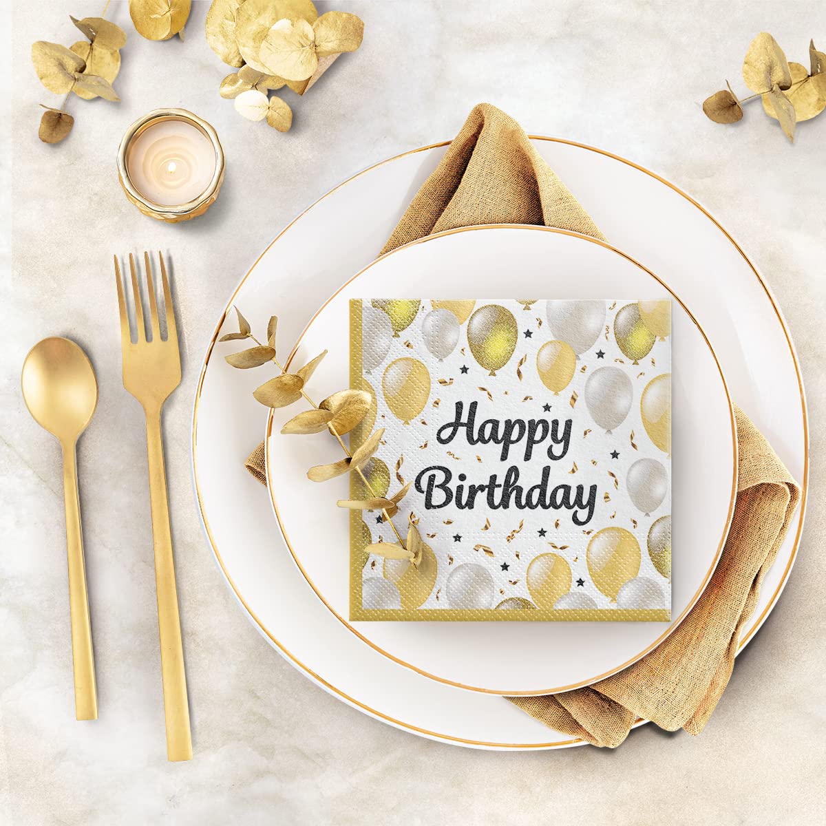 Procos - Tovaglioli di carta con motivo Happy Birthday Milestone, 20 pezzi, dimensioni 33x33 cm, decorazione da tavolo, 88863