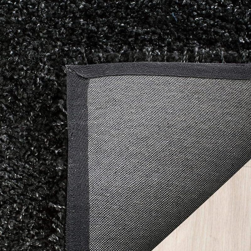 Image of SAGON Luxury Shaggy Carpet for Home & Bedroom | 2 Inch Pile Height Soft Premium Plush Fluffy Anti-Skid Floor Carpet| 4 x 8 Feet Black