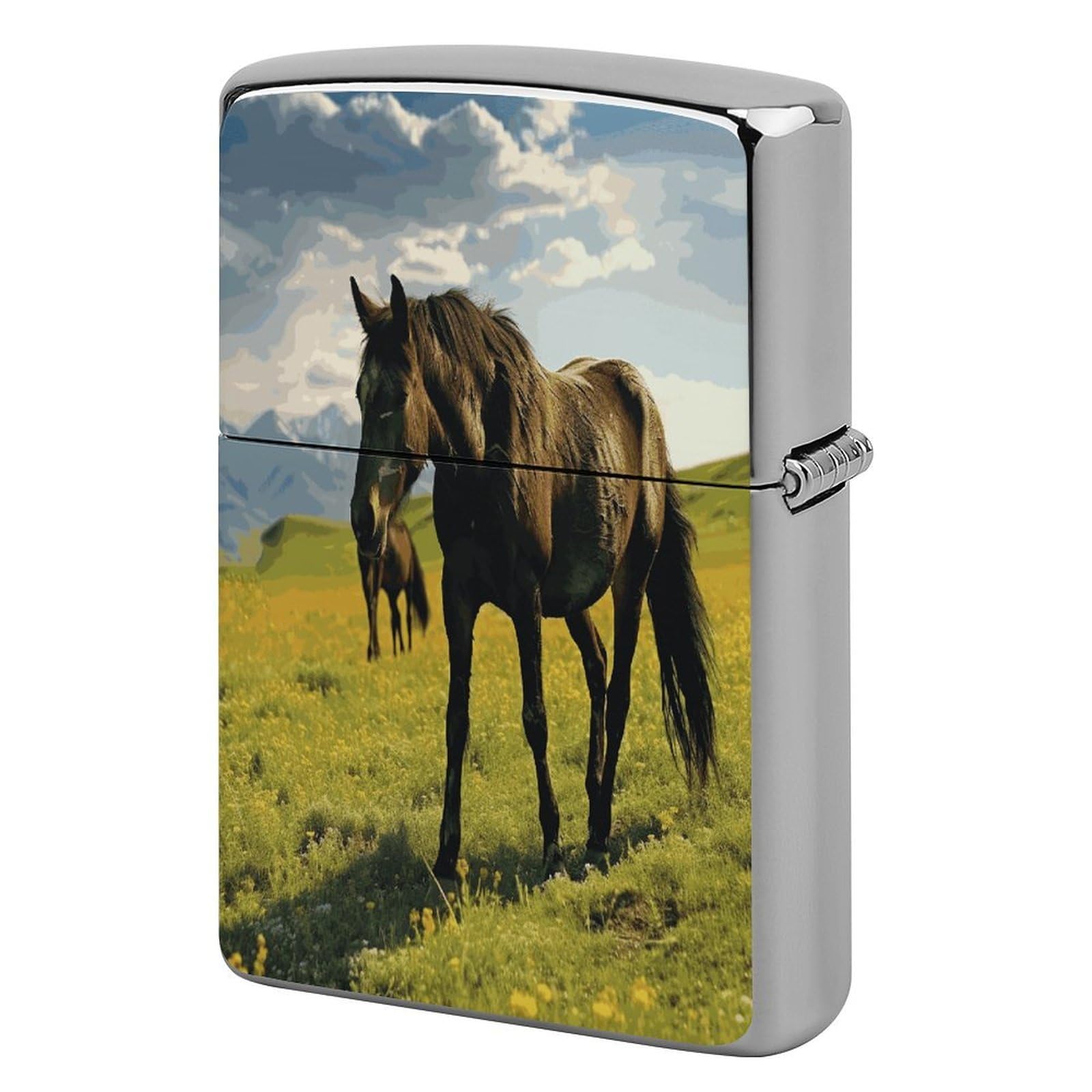 Fekiloot Style Grazing Wild Horses Lighter Case Cover Lighter Holder