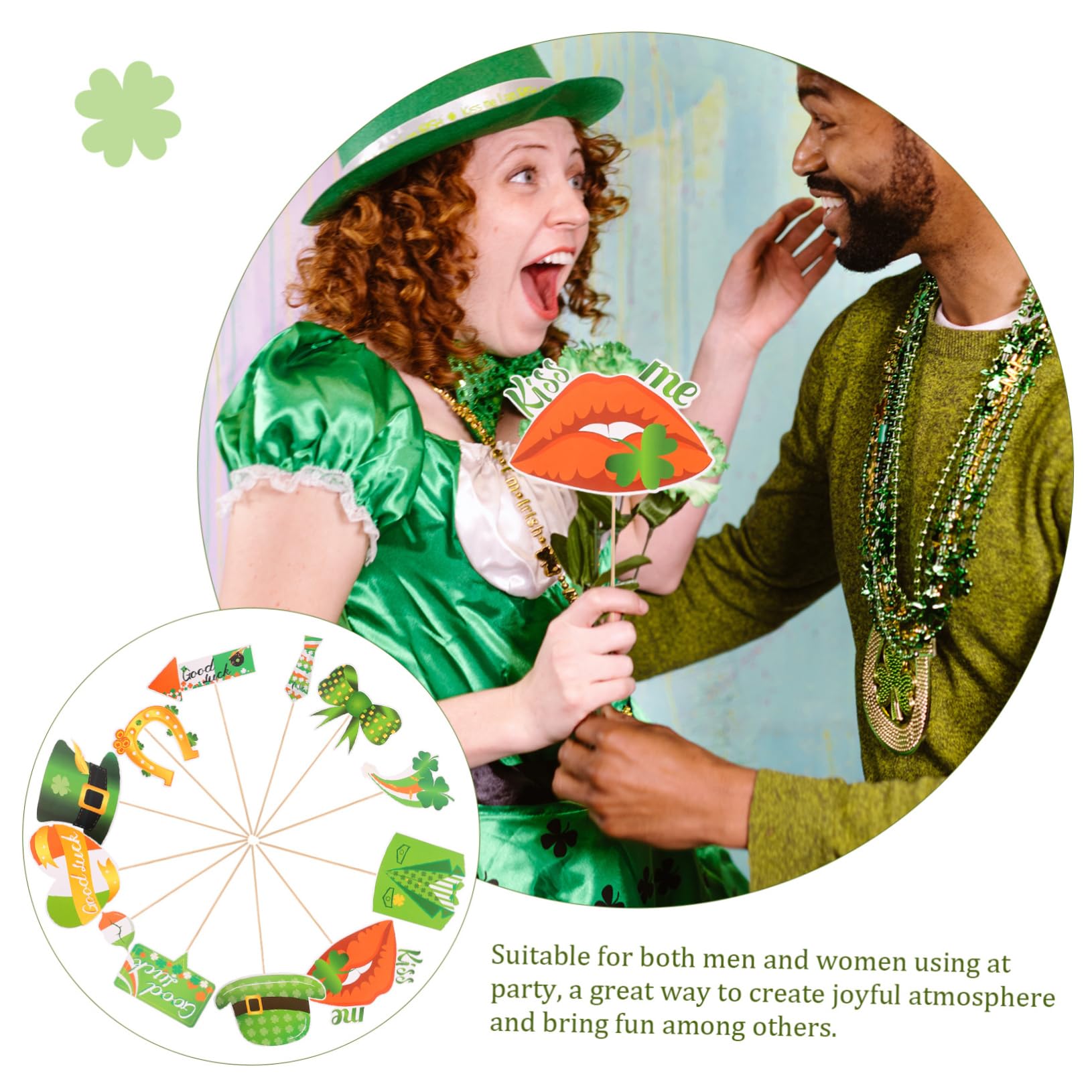 MAGICLULU 5 Sets Foto Requisiten Dekoration Für Den Stand Party Fotografie Zubehör St Patrick's Day DIY Requisite DIY Foto Requisite St Patrick's Day Selfie Foto Requisite