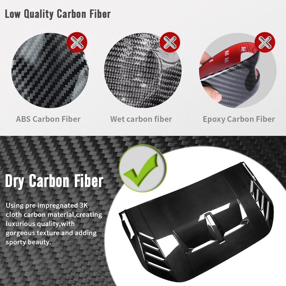 Hood Vent Cover for Bronco Raptor 2021 2022 2023 2024 2025,Genuine Carbon Fiber Air Flow Intake Louver Trim for Bronco Raptor (Glossy Carbon)