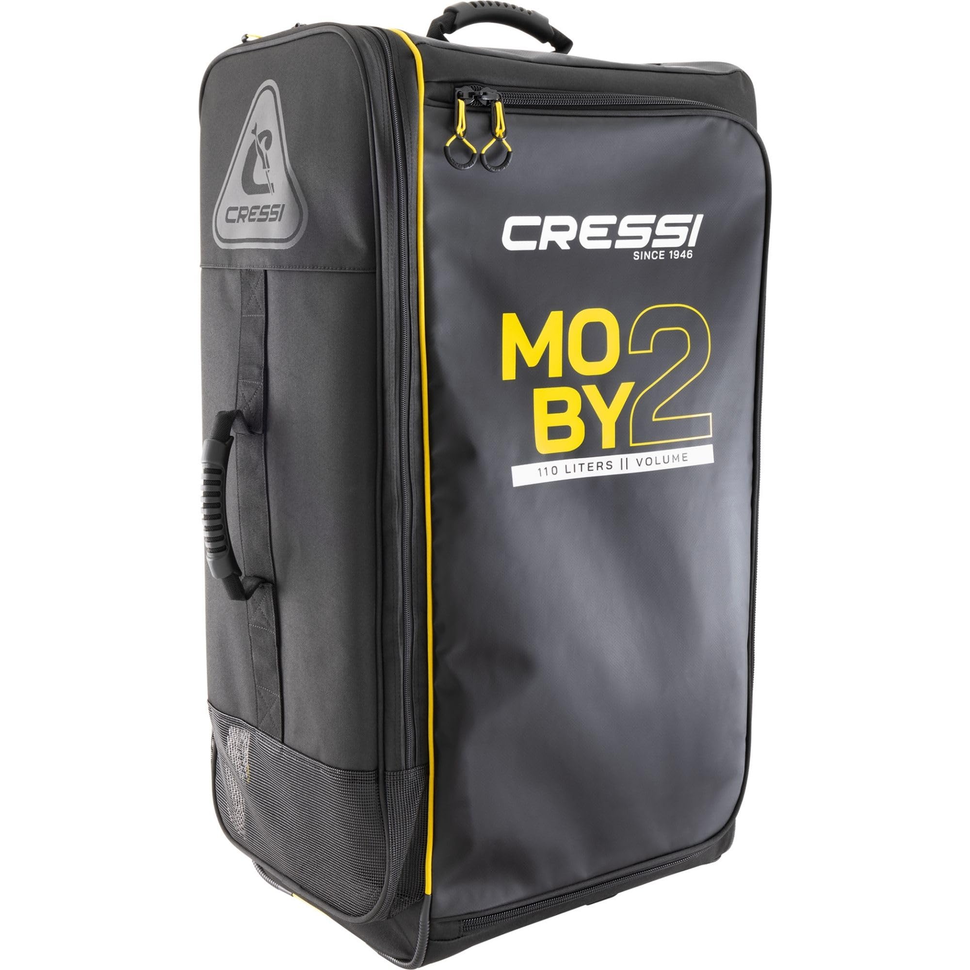 Cressi Moby 3 Trolley Bag - Convertible Trolley & Swim Bag - for Sporting Activities & Travel - Black/Yellow - 110 L