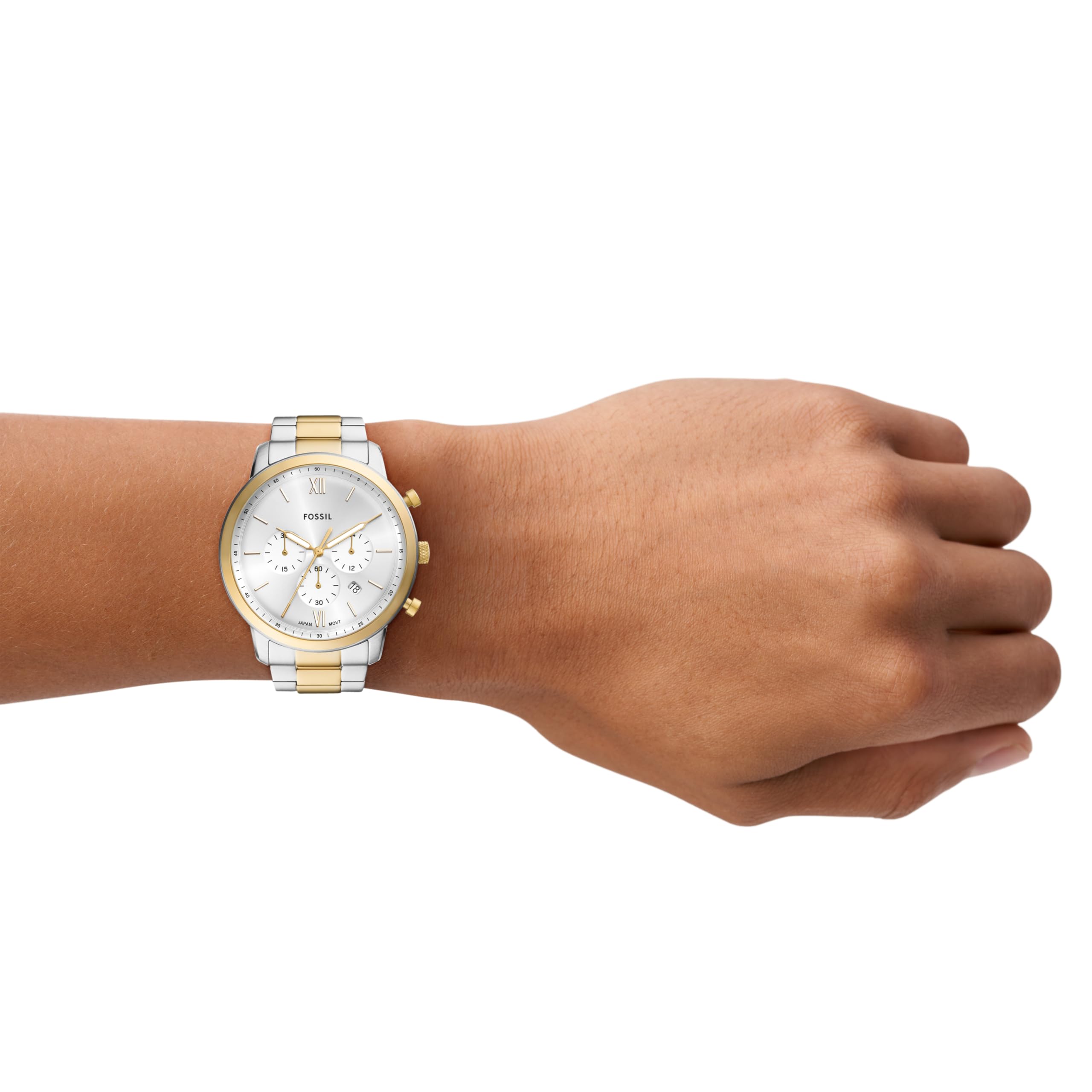 Fossil Neutra - Reloj cronógrafo de Acero Inoxidable de Cuarzo para Hombre, Oro/Plata, 44 mm, Neutra