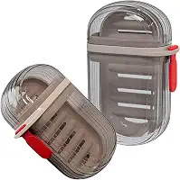 Saboneteira Para Viagem Com Estojo Dupla Drenagem Encaixe Firme Compacta À Prova De Vazamento (UTI68-CIN) Cinza
