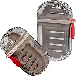 Saboneteira Para Viagem Com Estojo Dupla Drenagem Encaixe Firme Compacta À Prova De Vazamento (UTI68-CIN) Cinza