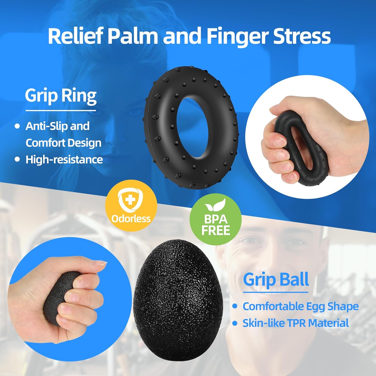 5PCS Grip Strength Trainer Kit with Adjustable Hand and Forearm Gripper, Hand Extension Exerciser, Finger Exerciser, Grip Ring & Stress Relief Grip Ball for Muscle Building and Injury Recover 7 71i1yWtWWrL. AC SL1500