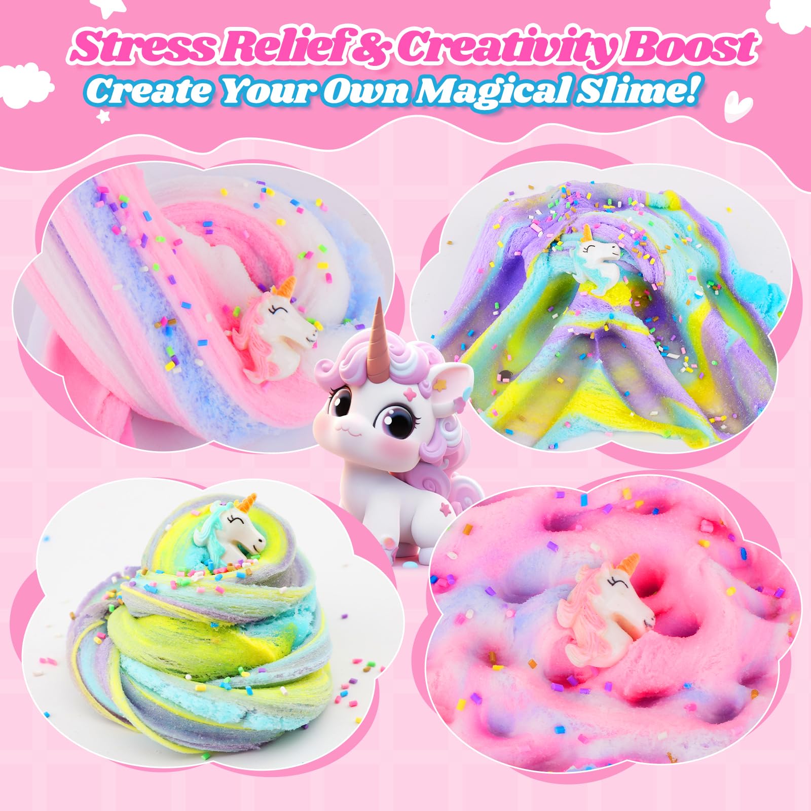 Unicorn Cloud Slime 2 Pack, Scented Slime Kit Toys, Cute Preppy Stuff for Kids Girls Boys, Cool Teen Girls Birthday Gifts Party Favors Stocking Stuffers