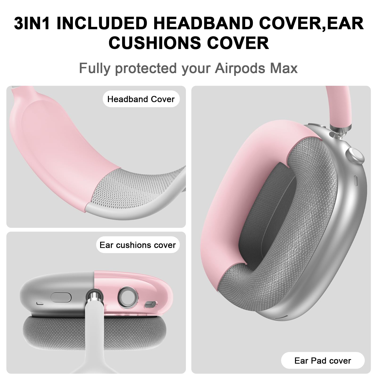Aircawin For AirPods Max Case Clear Glitter,Soft TPU Clear For Airpods Max Case Cover,Shockproof Anti-Scratch Protective Cover No-Yellowing Transparent Accessories For AirPod Max Headphone-Glitter