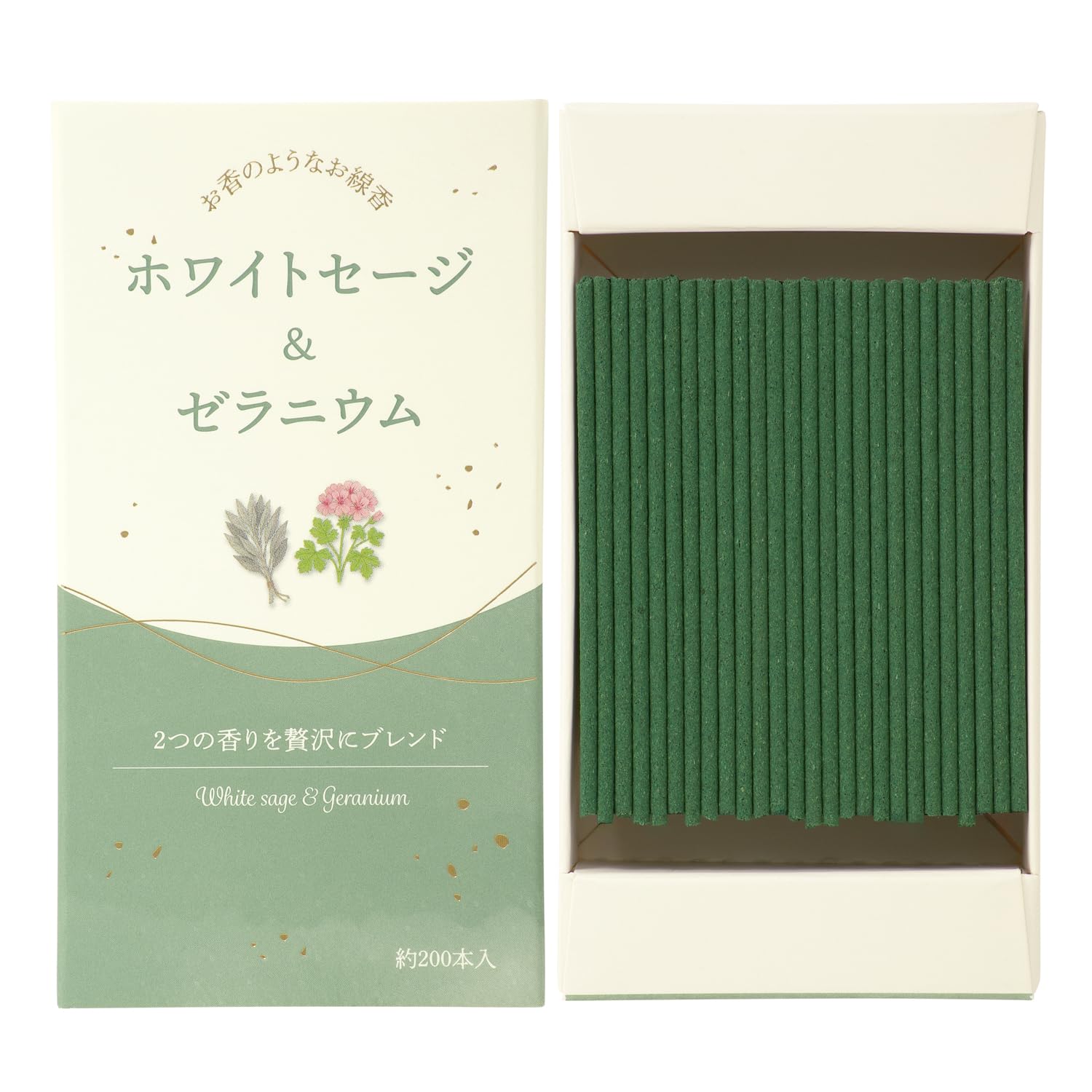 Amazon｜カメヤマ お香のようなお線香 ホワイトセージ＆ゼラニウム 約